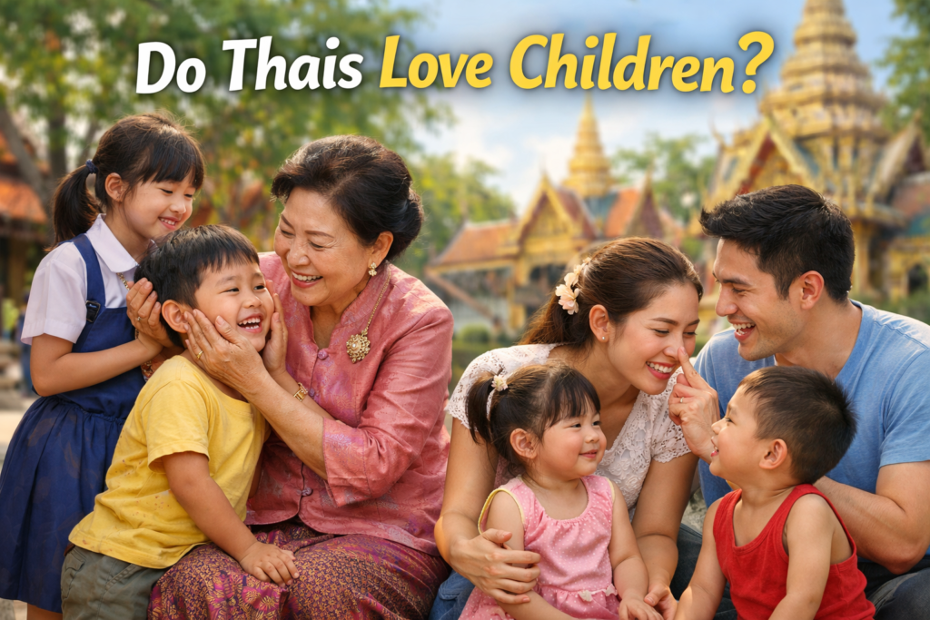 A Thai family and their children smiling