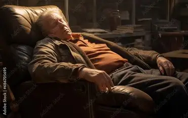 A man dying on a chair