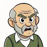 Cartoon image of a grumpy old man in Thailand