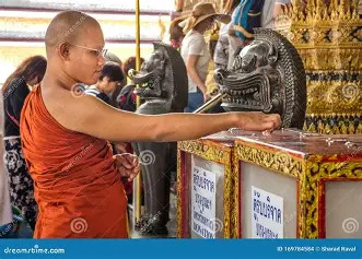 Donation boxes at a Thai temple (Wat)