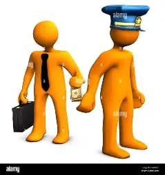 A caricature of police corruption, accepting bribes